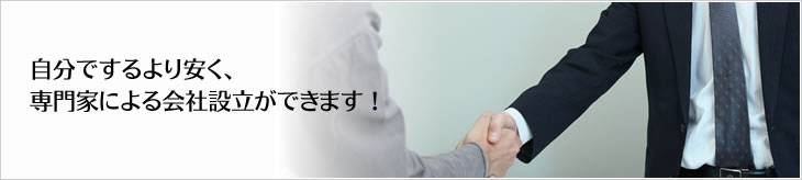 自分でするより安く、専門家による会社設立ができます！